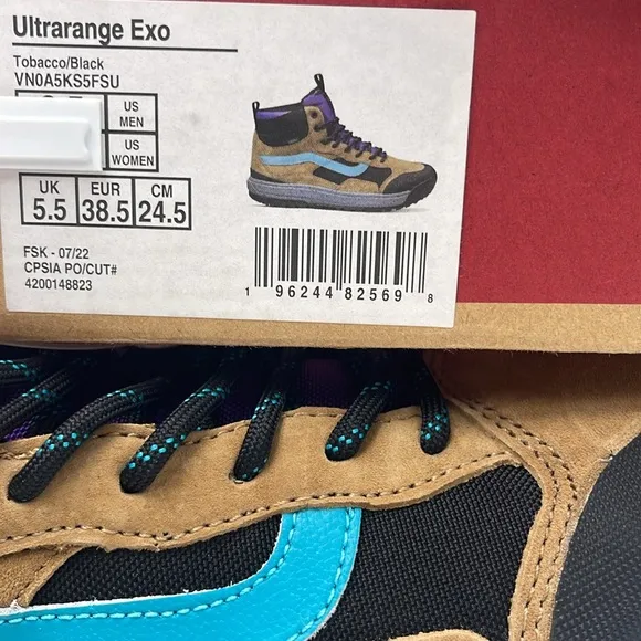 Vans WMNS High-Top Sneakers Boots Blue and Tan Accents Ultrarange ExoTobacco
