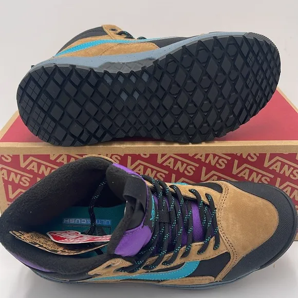 Vans WMNS High-Top Sneakers Boots Blue and Tan Accents Ultrarange ExoTobacco