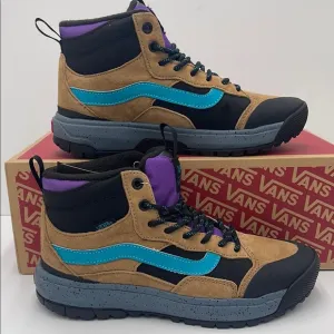 Vans WMNS High-Top Sneakers Boots Blue and Tan Accents Ultrarange ExoTobacco