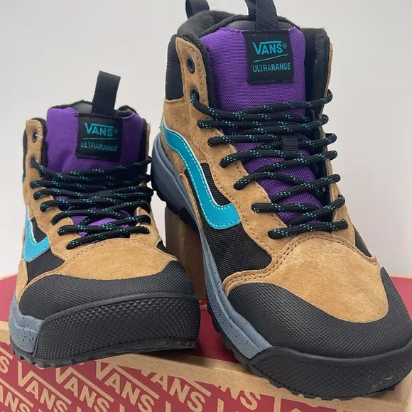 Vans WMNS High-Top Sneakers Boots Blue and Tan Accents Ultrarange ExoTobacco