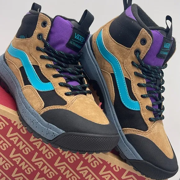 Vans WMNS High-Top Sneakers Boots Blue and Tan Accents Ultrarange ExoTobacco