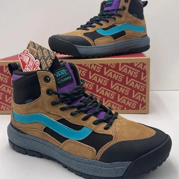 Vans WMNS High-Top Sneakers Boots Blue and Tan Accents Ultrarange ExoTobacco