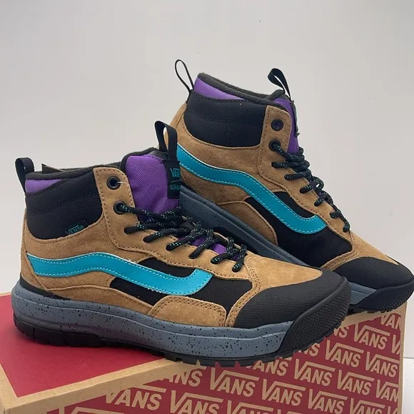 Vans WMNS High-Top Sneakers Boots Blue and Tan Accents Ultrarange ExoTobacco