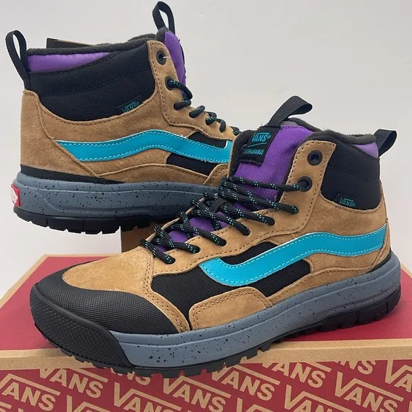 Vans WMNS High-Top Sneakers Boots Blue and Tan Accents Ultrarange ExoTobacco