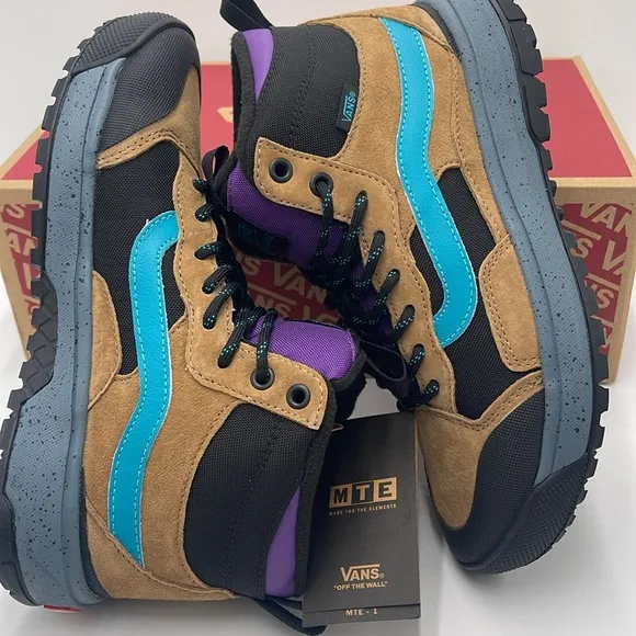 Vans WMNS High-Top Sneakers Boots Blue and Tan Accents Ultrarange ExoTobacco