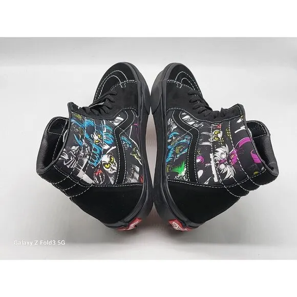 Vans X Disney Sk8-Hi Sneakers Black Size 10 Mens Canvas &amp; Suede Evil Queen