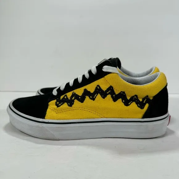 Vans X Peanuts Old Skool Charlie Brown Yellow Black Sneakers Women’s Size 7