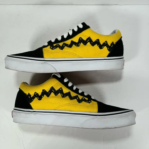 Vans X Peanuts Old Skool Charlie Brown Yellow Black Sneakers Women’s Size 7
