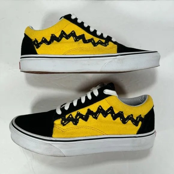 Vans X Peanuts Old Skool Charlie Brown Yellow Black Sneakers Women’s Size 7