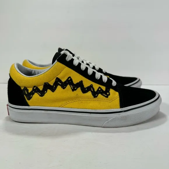 Vans X Peanuts Old Skool Charlie Brown Yellow Black Sneakers Women’s Size 7