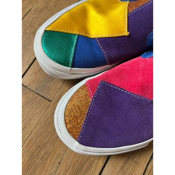Vans X PRIDE Mens Patchwork Leather Colorblock Slipon Sneakers Size 7