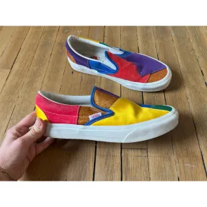 Vans X PRIDE Mens Patchwork Leather Colorblock Slipon Sneakers Size 7