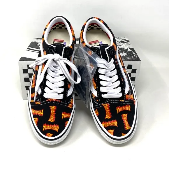 VANS x Thrasher Old Skool Skate Low Top Black Canvas Women Sneakers VN0005W0BML