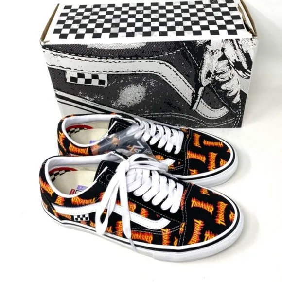 VANS x Thrasher Old Skool Skate Low Top Black Canvas Women Sneakers VN0005W0BML