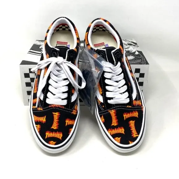 VANS x Thrasher Old Skool Skate Low Top Black Canvas Women Sneakers VN0005W0BML