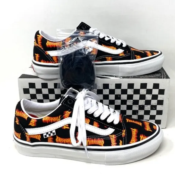 VANS x Thrasher Old Skool Skate Low Top Black Canvas Women Sneakers VN0005W0BML