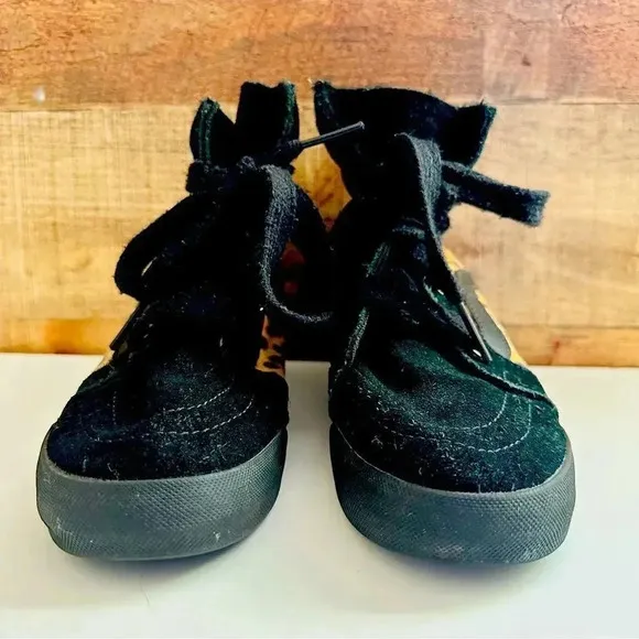 Vans Sk8 Cheetah/Leopard Hidden Wedge Hightop Sneakers from Urban Outfitters