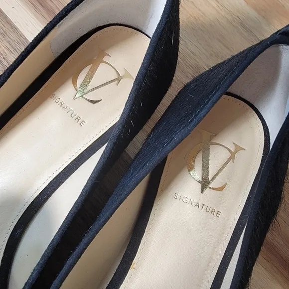 VC Signature Black Calf Hair Leather Tassel Loafers Size 8