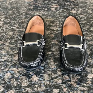 VENETTINI BLACK PATENTSLIP ON LOAFERS SIZE 36