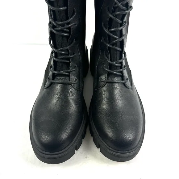 Vepose 953 Boots 9.5 Lace Up Platform Knee High Combat Bootie Stretch Retro New
