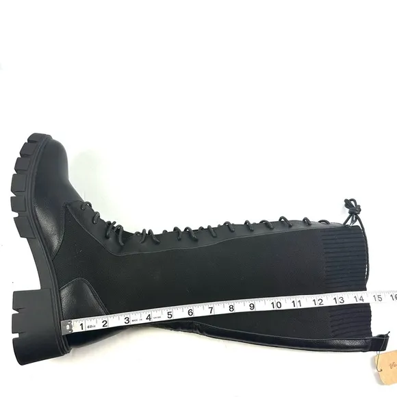 Vepose 953 Boots 9.5 Lace Up Platform Knee High Combat Bootie Stretch Retro New