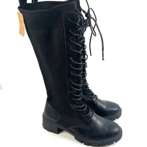 Vepose 953 Boots 9.5 Lace Up Platform Knee High Combat Bootie Stretch Retro New