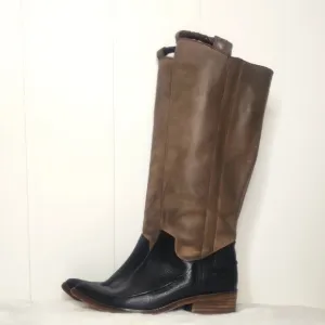 Vero Cuoio Tri-Tone Italian Calfskin Leather Boots. Western Vintage Cowboy BOOTS
