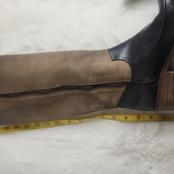 Vero Cuoio Tri-Tone Italian Calfskin Leather Boots. Western Vintage Cowboy BOOTS