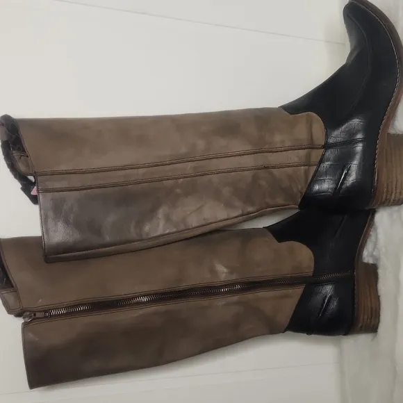 Vero Cuoio Tri-Tone Italian Calfskin Leather Boots. Western Vintage Cowboy BOOTS