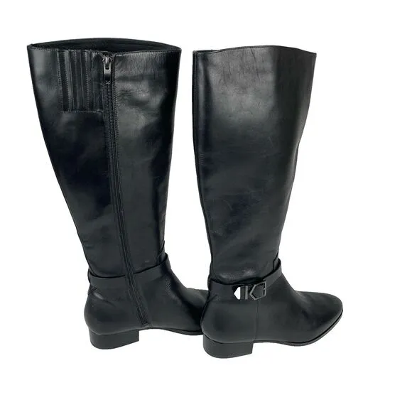 Vero Cuoio Women's Black Leather Zipper Boots usa 9M EUR 39 Riding Boot