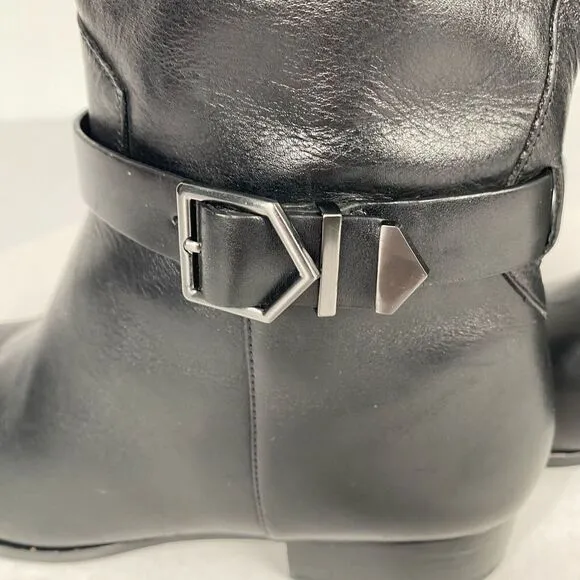 Vero Cuoio Women's Black Leather Zipper Boots usa 9M EUR 39 Riding Boot