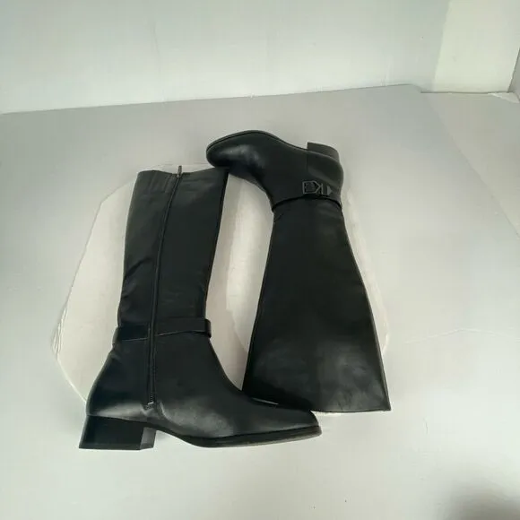 Vero Cuoio Women's Black Leather Zipper Boots usa 9M EUR 39 Riding Boot