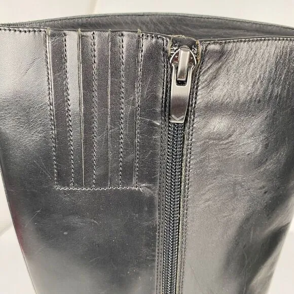 Vero Cuoio Women's Black Leather Zipper Boots usa 9M EUR 39 Riding Boot