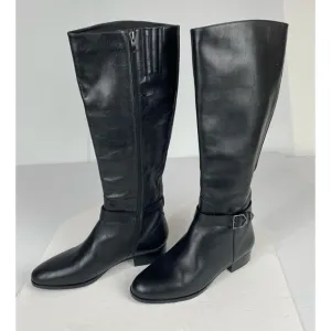 Vero Cuoio Women's Black Leather Zipper Boots usa 9M EUR 39 Riding Boot