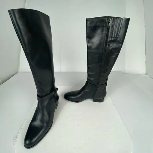 Vero Cuoio Women's Black Leather Zipper Boots usa 9M EUR 39 Riding Boot