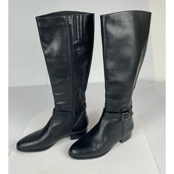 Vero Cuoio Women's Black Leather Zipper Boots usa 9M EUR 39 Riding Boot