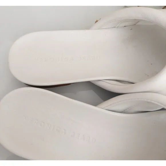 Veronica Beard Elise White Strappy Leather Slide Sandals Size 8