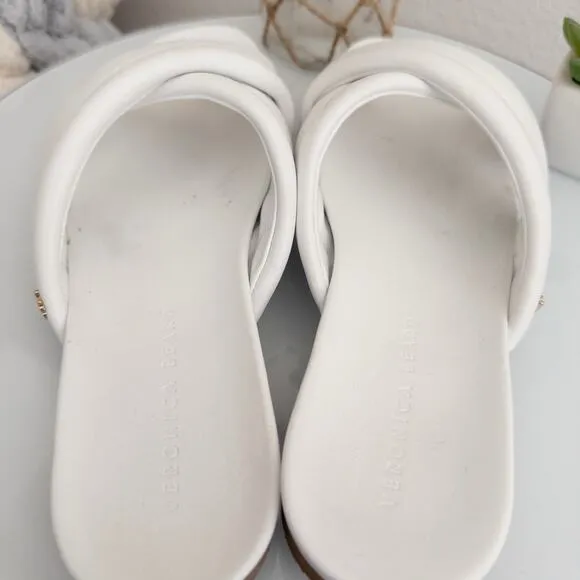 Veronica Beard Elise White Strappy Leather Slide Sandals Size 8