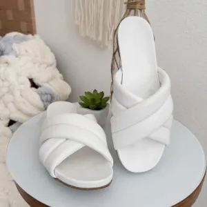Veronica Beard Elise White Strappy Leather Slide Sandals Size 8