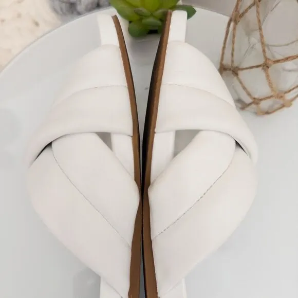 Veronica Beard Elise White Strappy Leather Slide Sandals Size 8