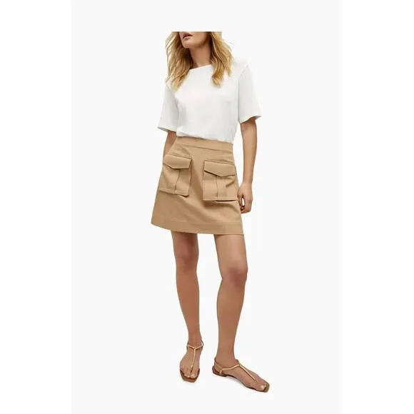 Veronica Beard Elowyn Mixed-Media Dress in White Khaki XS