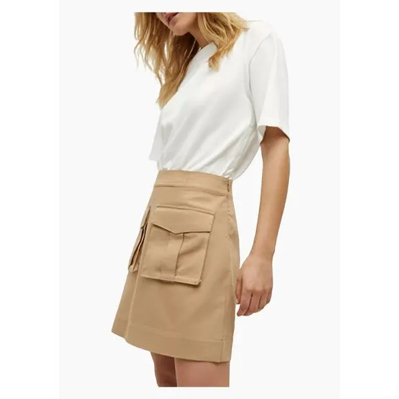 Veronica Beard Elowyn Mixed-Media Dress in White Khaki XS