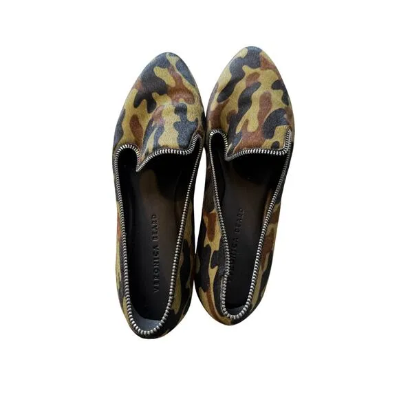 Veronica Beard Flats Size 10 Camo Print Ponyhair Loafers