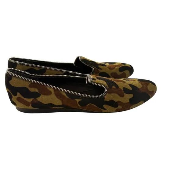 Veronica Beard Flats Size 10 Camo Print Ponyhair Loafers