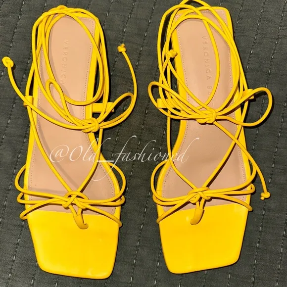 VERONICA BEARD Leather Strappy Sandals (Yellow)