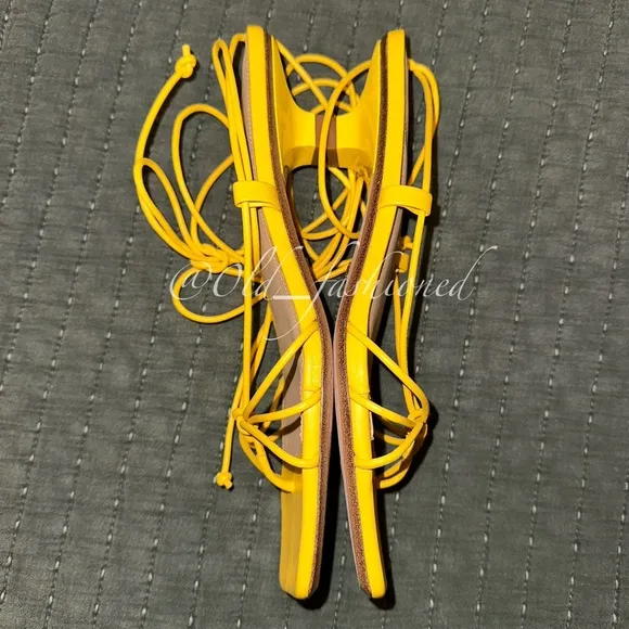 VERONICA BEARD Leather Strappy Sandals (Yellow)