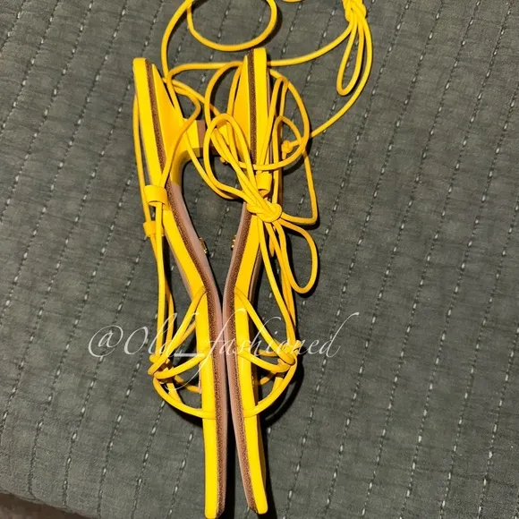 VERONICA BEARD Leather Strappy Sandals (Yellow)