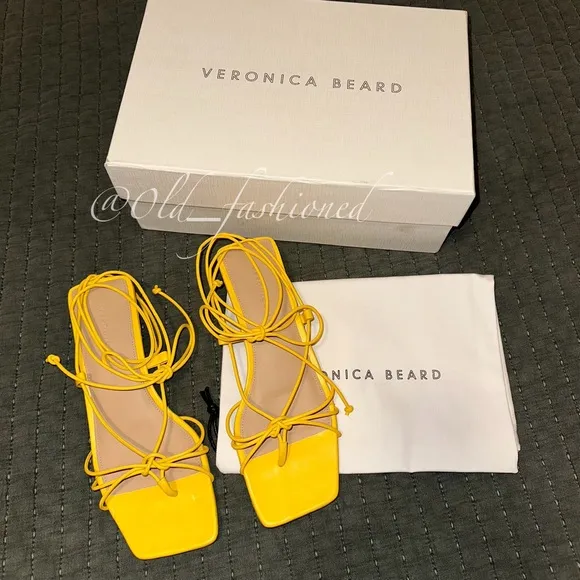 VERONICA BEARD Leather Strappy Sandals (Yellow)