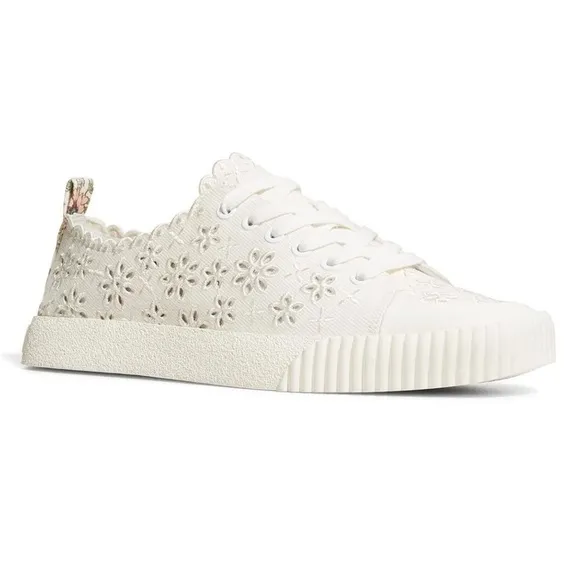 Veronica Beard Paulita Embroidered Perforated Canvas Sneaker Size 5.