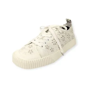 Veronica Beard Paulita Off White Perforated Floral Eyelet Canvas Sneakers Size 9